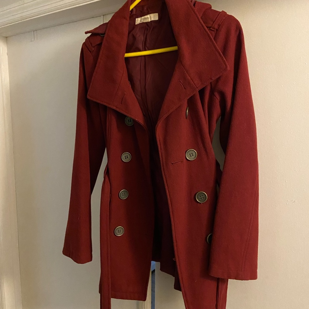 New York & Company Medium Burgundy Trench Coat